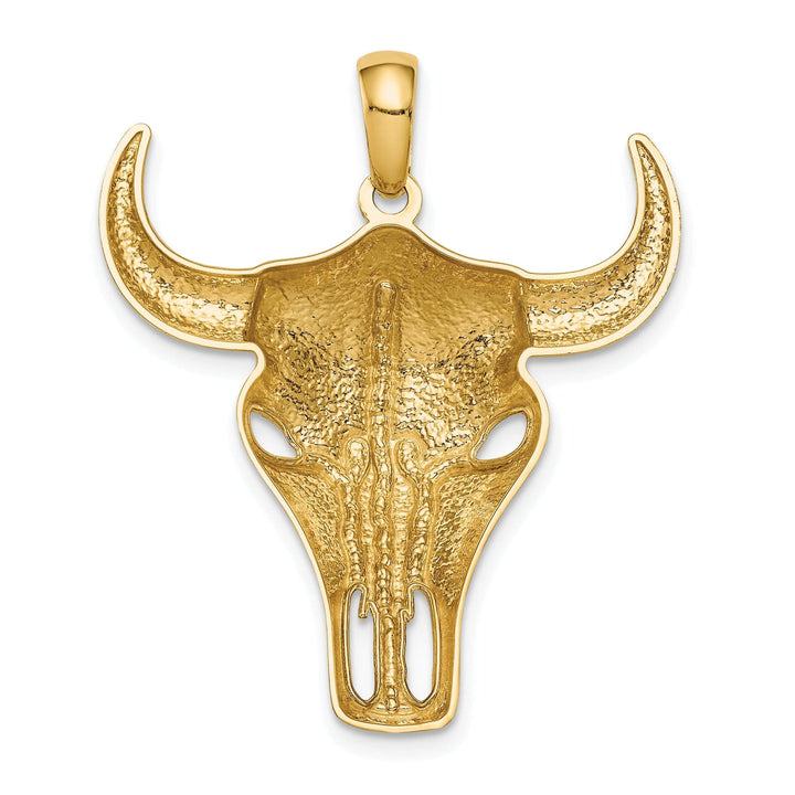 Lovely Rita's Pendants & Charms 14K Yellow Gold Concaved Shape Polished Finish Steer Skull with Horns Charm Pendant