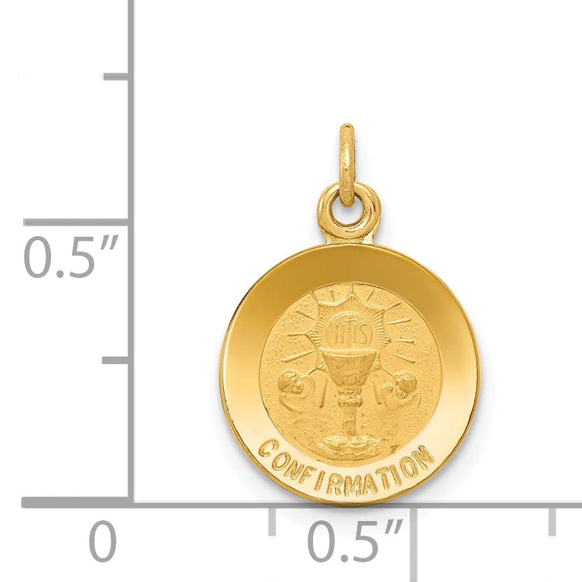Lovely Rita's Pendants & Charms 14K Yellow Gold Confirmation with Chalice Cup Round Disc Medal Pendant