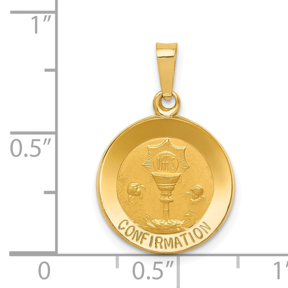 Lovely Rita's Pendants & Charms 14K Yellow Gold Confirmation with Chalice Cup Round Disc Medal Pendant