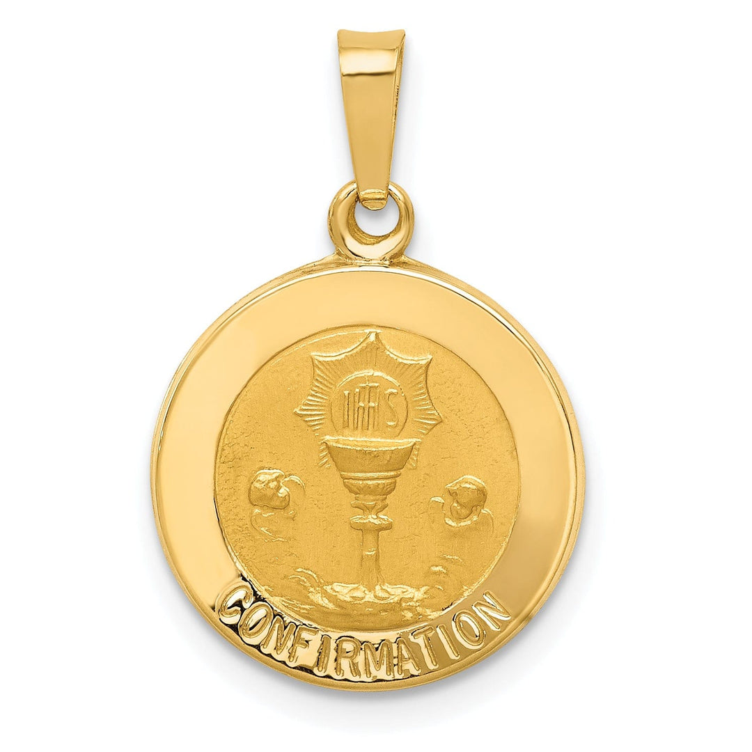 Lovely Rita's Pendants & Charms 14K Yellow Gold Confirmation with Chalice Cup Round Disc Medal Pendant
