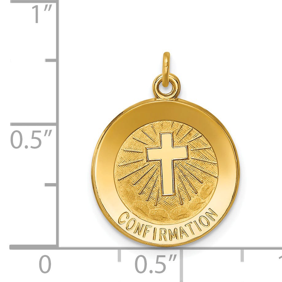 Lovely Rita's Pendants & Charms 14K Yellow Gold Confirmation with Cross Design Round Medal Pendant