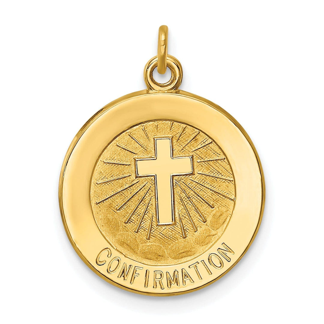 Lovely Rita's Pendants & Charms 14K Yellow Gold Confirmation with Cross Design Round Medal Pendant