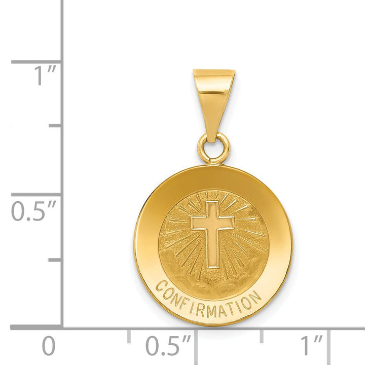 Lovely Rita's Pendants & Charms 14K Yellow Gold Confirmation with Cross Round Disc Medal Pendant