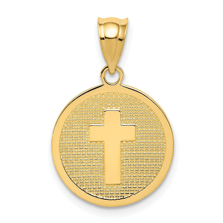 14k Gold God Bless Cross Medal Pendant