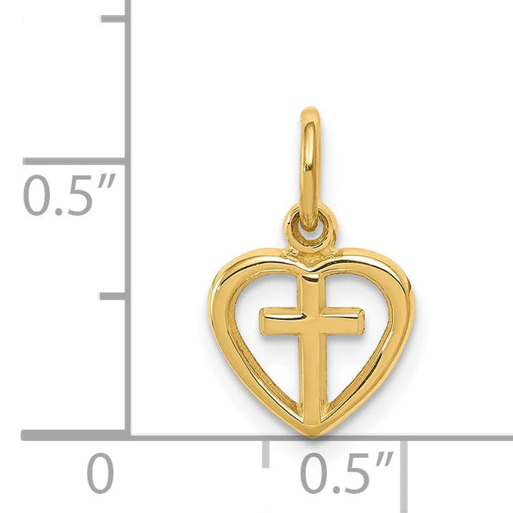 Lovely Rita's Pendants & Charms 14k Yellow Gold Cross in Heart Charm Pendant