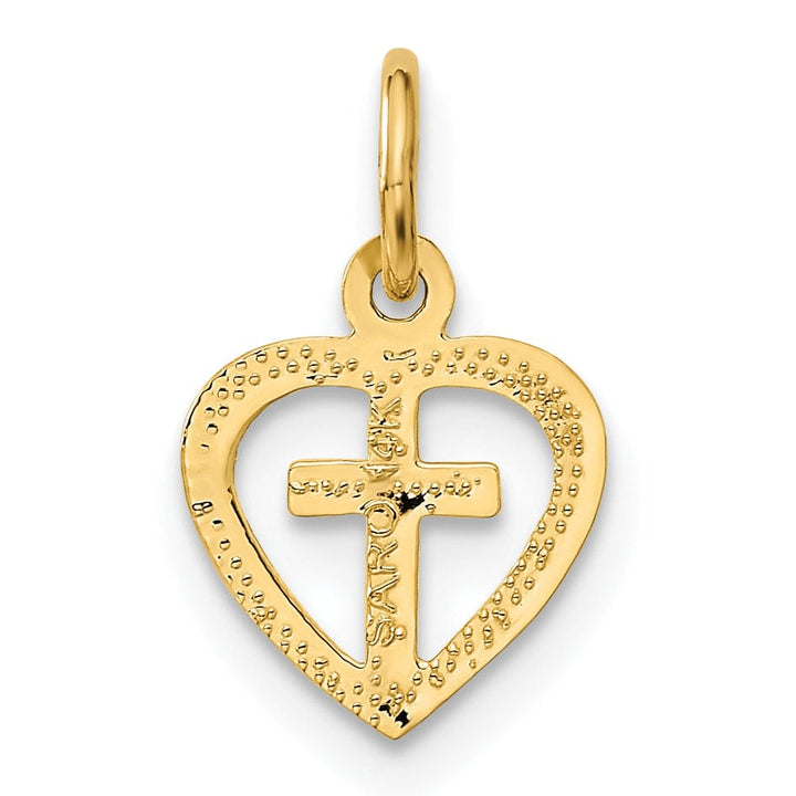 Lovely Rita's Pendants & Charms 14k Yellow Gold Cross in Heart Charm Pendant