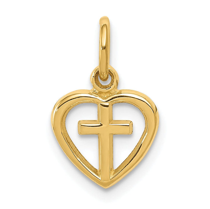 Lovely Rita's Pendants & Charms 14k Yellow Gold Cross in Heart Charm Pendant