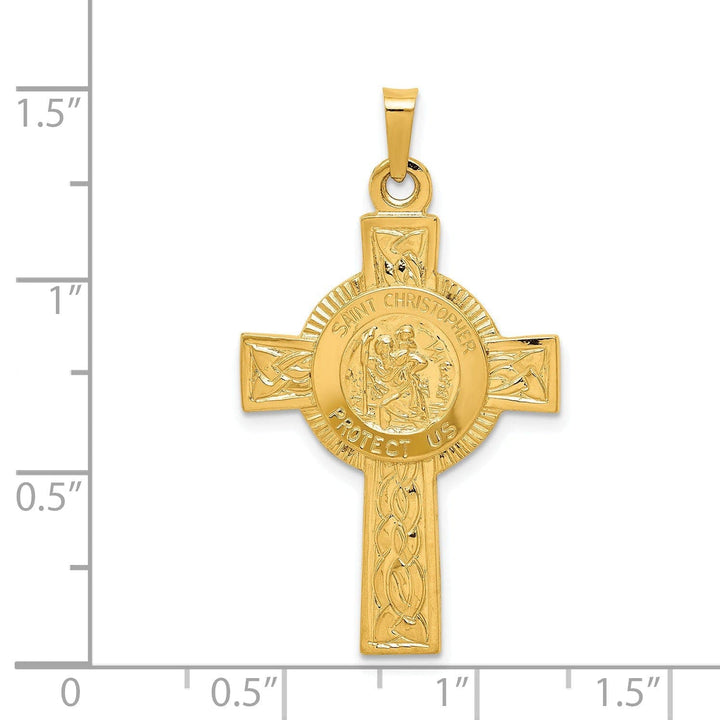 Lovely Rita's Pendants & Charms 14k Yellow Gold Cross Saint Christopher Medal