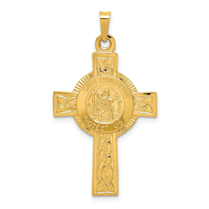 Lovely Rita's Pendants & Charms 14k Yellow Gold Cross Saint Christopher Medal