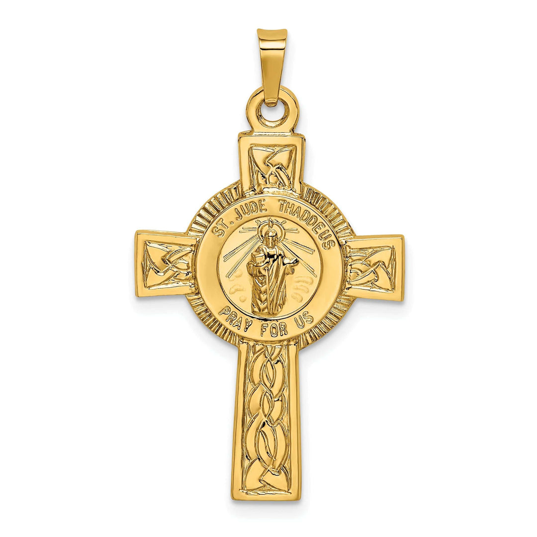 Lovely Rita's Pendants & Charms 14k Yellow Gold Cross Saint Jude Medal Pendant