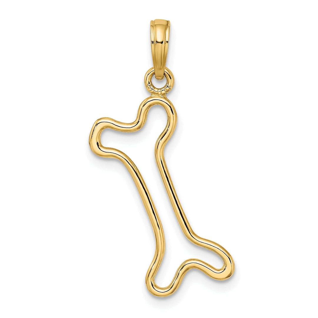 Lovely Rita's Pendants & Charms 14K Yellow Gold Cut-Out Design Polished Finish Dog Bone Charm Pendant
