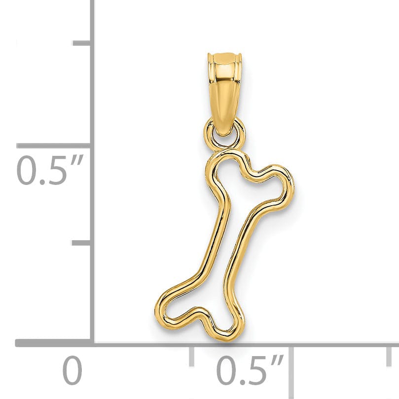 Lovely Rita's Pendants & Charms 14K Yellow Gold Cut-Out Design Polished Finish Mini Size Dog Bone Charm Pendant