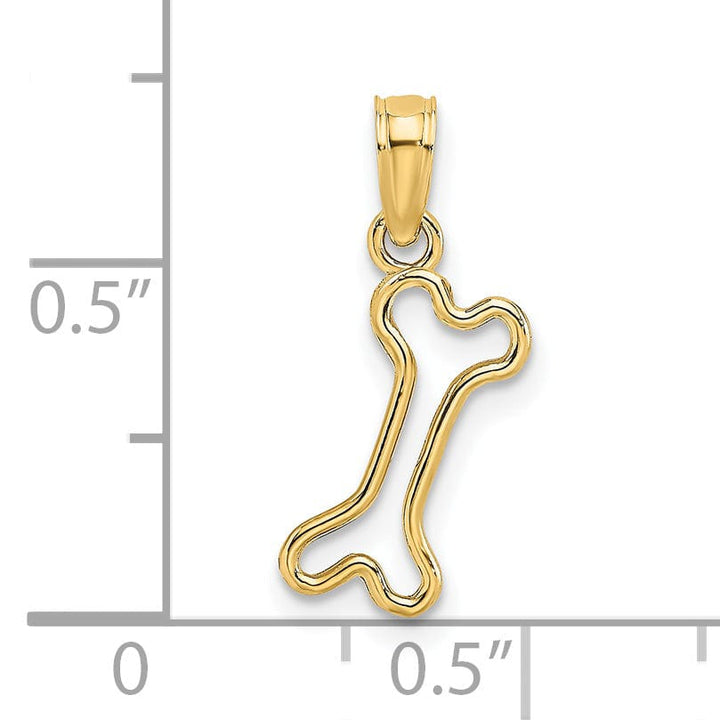 Lovely Rita's Pendants & Charms 14K Yellow Gold Cut-Out Design Polished Finish Mini Size Dog Bone Charm Pendant