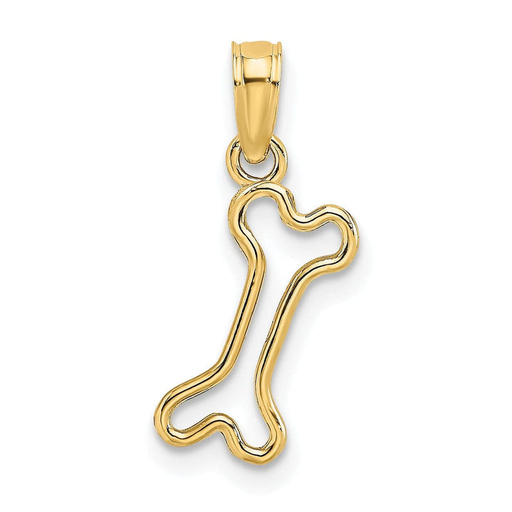 Lovely Rita's Pendants & Charms 14K Yellow Gold Cut-Out Design Polished Finish Mini Size Dog Bone Charm Pendant