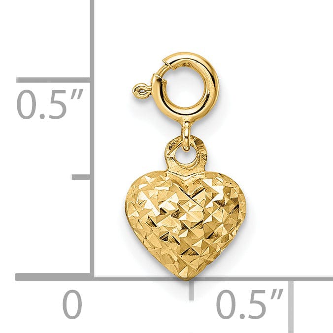 Lovely Rita's Pendants & Charms 14K Yellow Gold D.C Finish 3-D Heart Design Charm Pendant