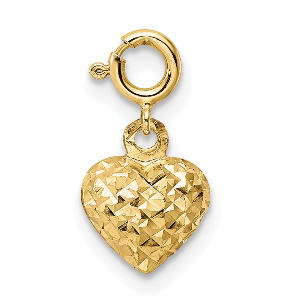 Lovely Rita's Pendants & Charms 14K Yellow Gold D.C Finish 3-D Heart Design Charm Pendant