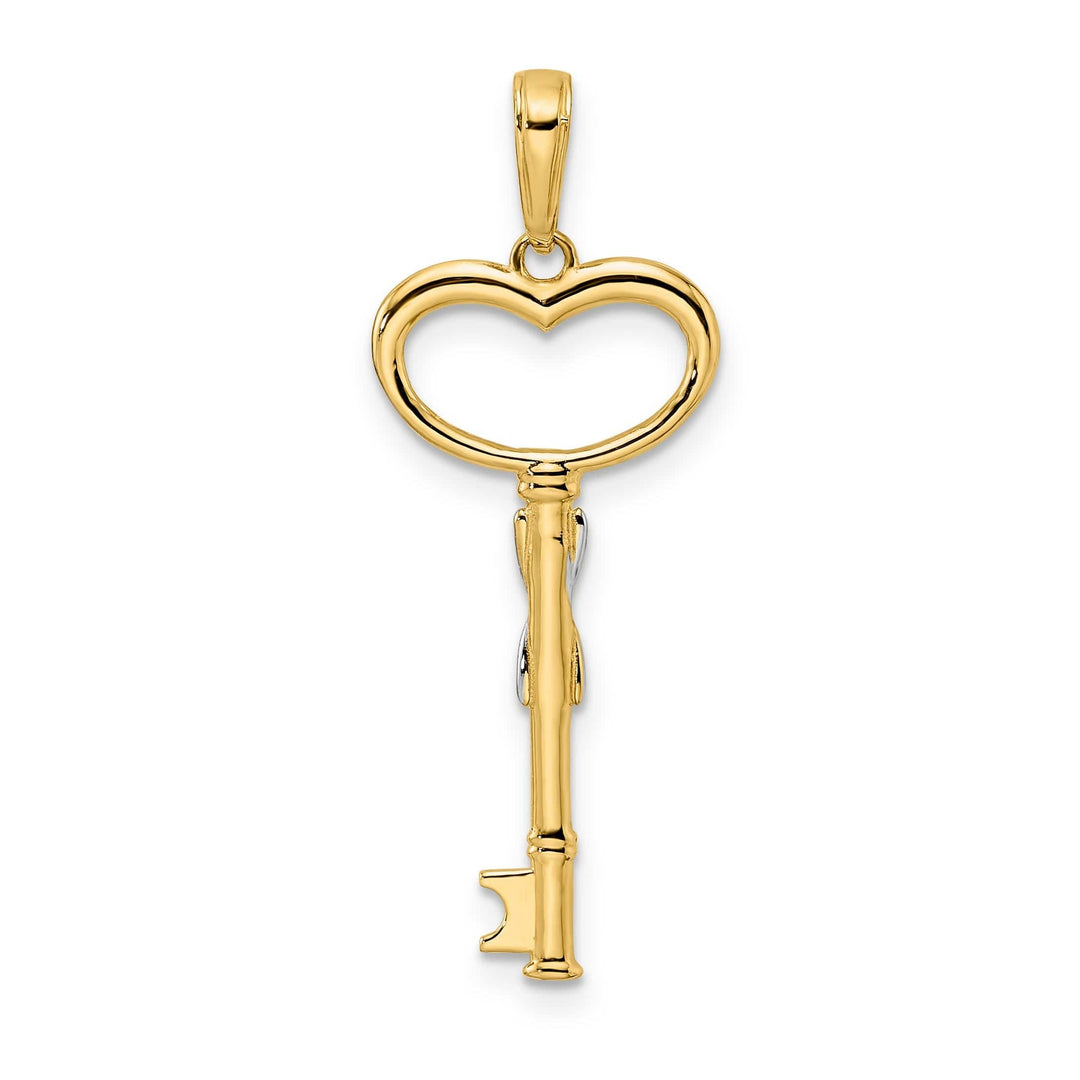Lovely Rita's Pendants & Charms 14k Yellow Gold D.C Finish 3-D Heart Key Design Charm Pendant