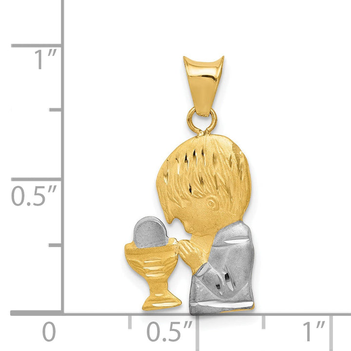 Lovely Rita's Pendants & Charms 14K Yellow Gold D.C Finish Boy receiving Holy Communion Pendant