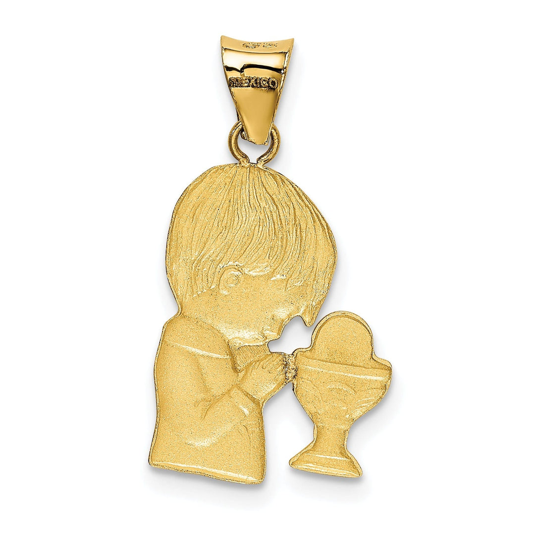 Lovely Rita's Pendants & Charms 14K Yellow Gold D.C Finish Boy receiving Holy Communion Pendant