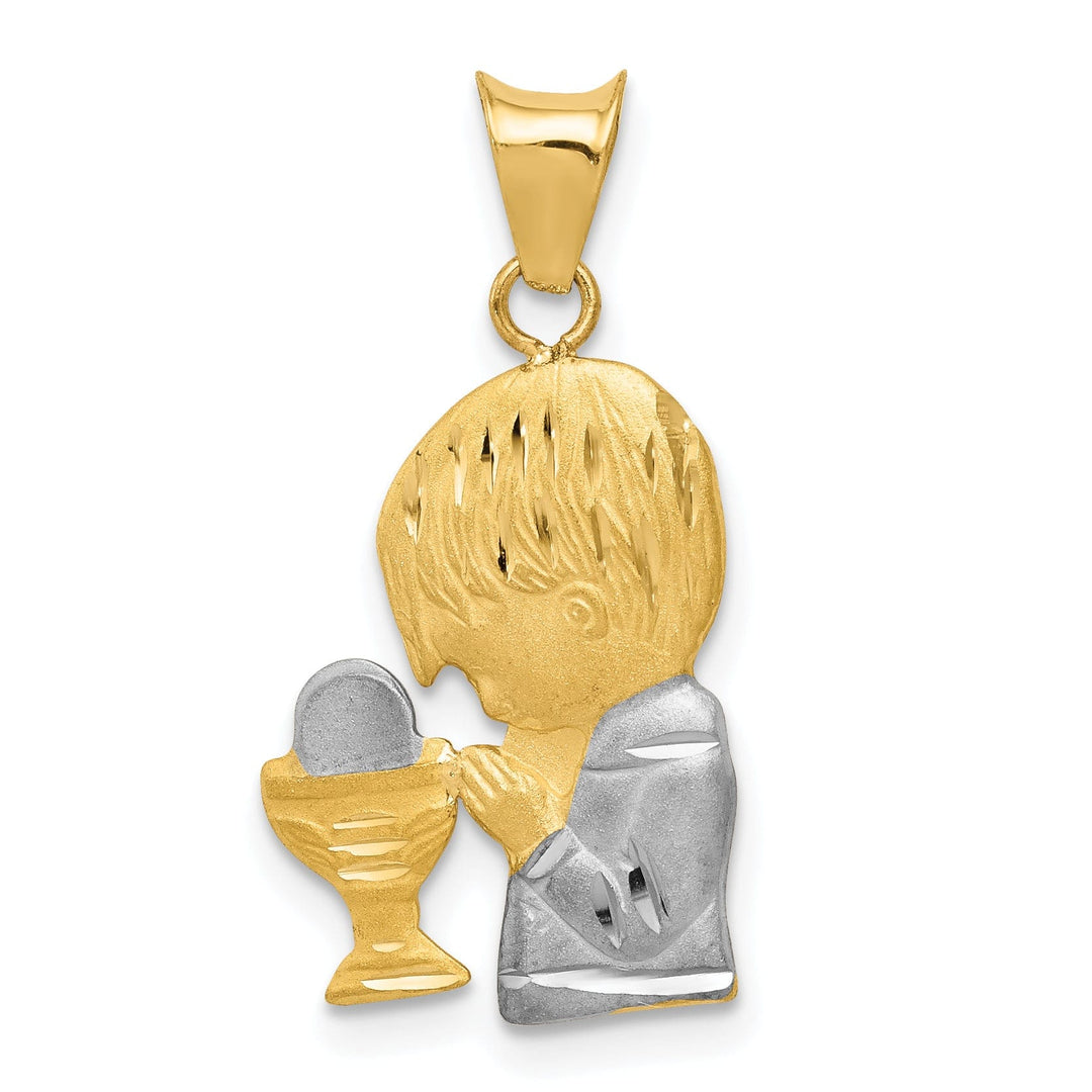 Lovely Rita's Pendants & Charms 14K Yellow Gold D.C Finish Boy receiving Holy Communion Pendant
