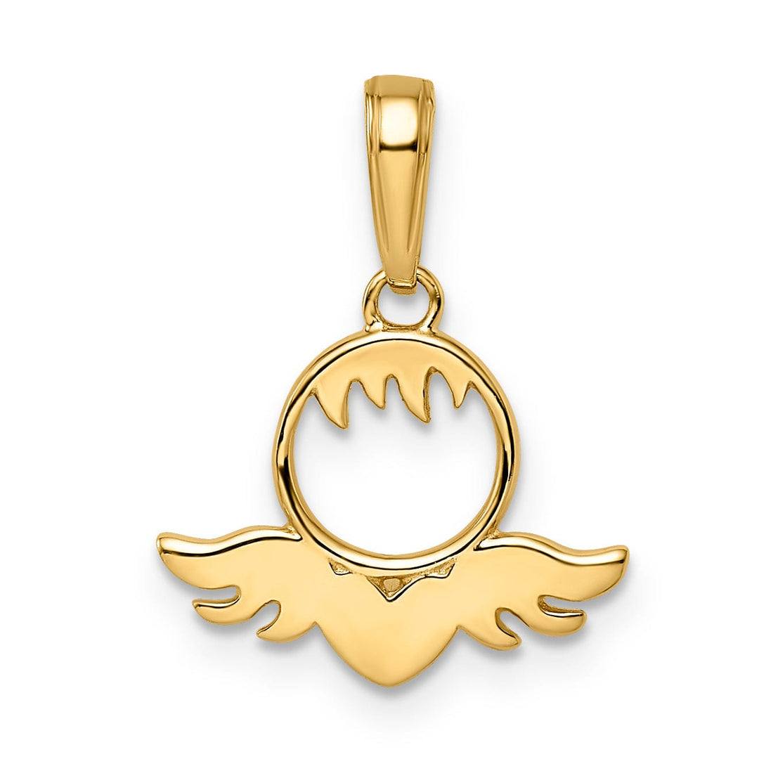 Lovely Rita's Pendants & Charms 14k Yellow Gold D.C Finish Solid Flat Back Heart & Wings Charm Pendant
