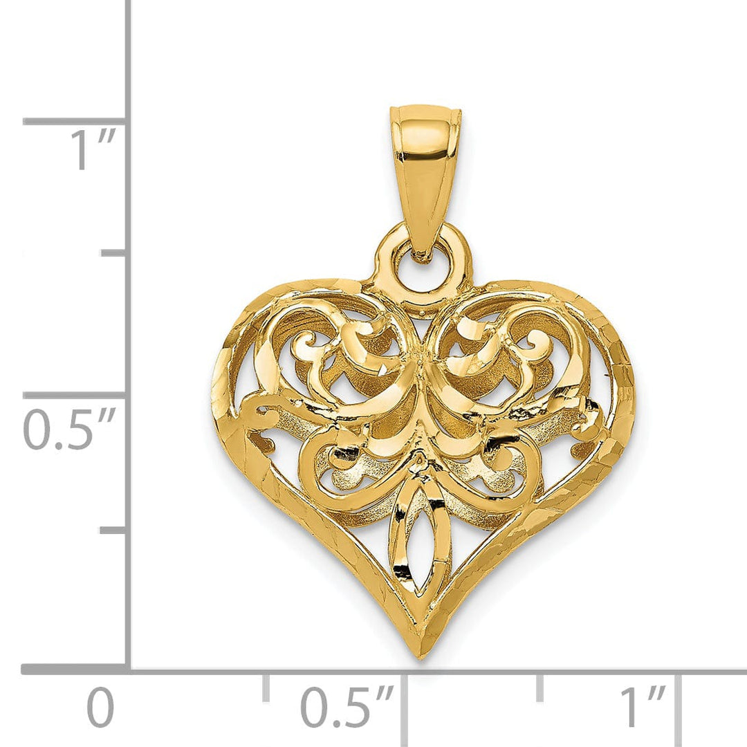 Lovely Rita's Pendants & Charms 14k Yellow Gold D.C Fleur-de-lis Heart Pendant