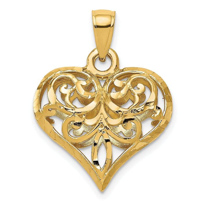 Lovely Rita's Pendants & Charms 14k Yellow Gold D.C Fleur-de-lis Heart Pendant