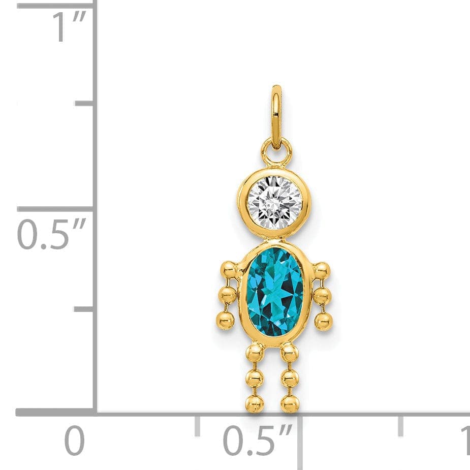 Lovely Rita's Pendants & Charms 14k Yellow Gold December Boy Gemstone Charm