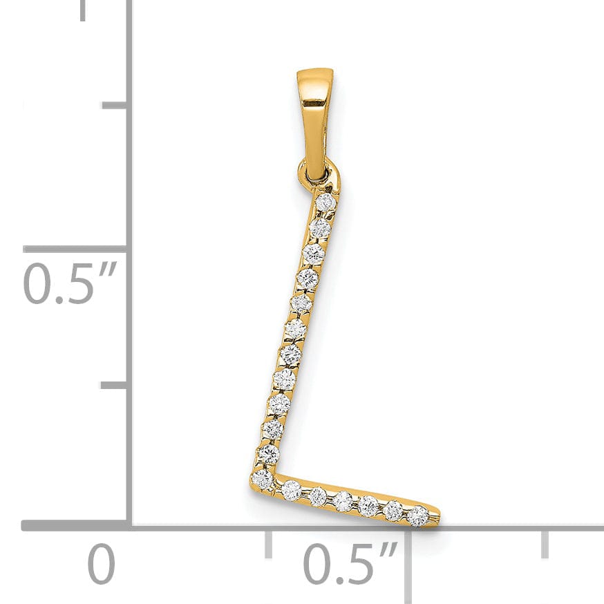 Lovely Rita's Pendants & Charms 14K Yellow Gold Diamond 0.054-CT Block Letter L Initial Charm Pendant