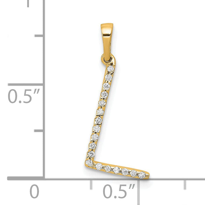 Lovely Rita's Pendants & Charms 14K Yellow Gold Diamond 0.054-CT Block Letter L Initial Charm Pendant