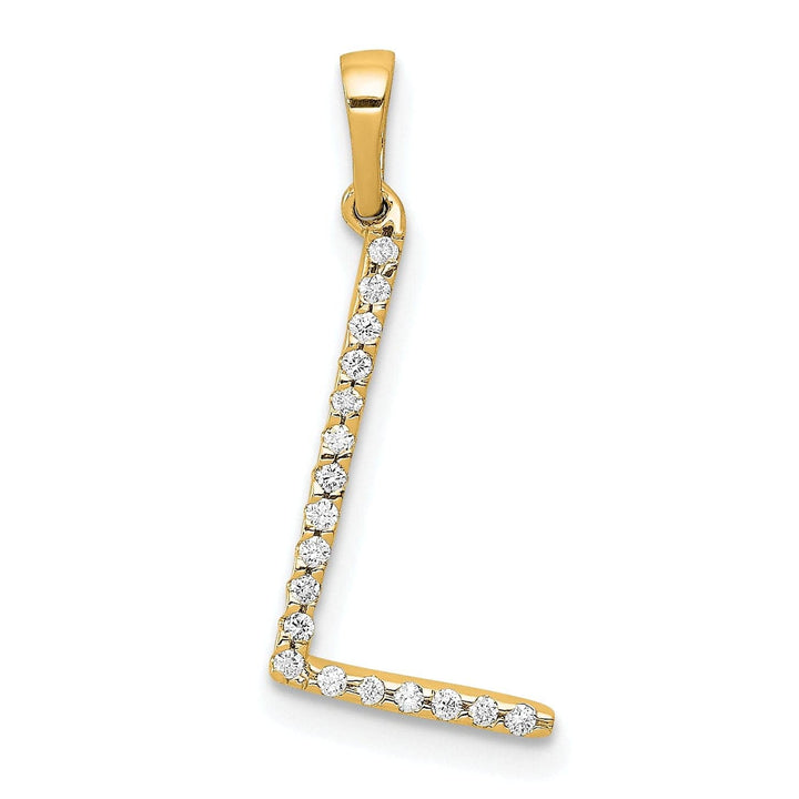 Lovely Rita's Pendants & Charms 14K Yellow Gold Diamond 0.054-CT Block Letter L Initial Charm Pendant