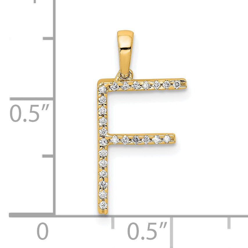 Lovely Rita's Pendants & Charms 14K Yellow Gold Diamond 0.075-CT Block Letter F Initial Charm Pendant