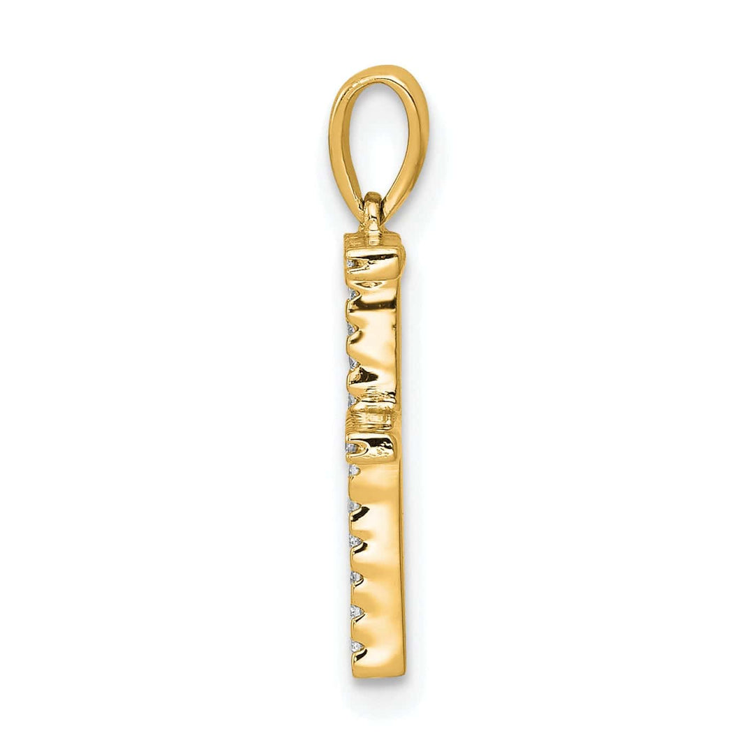 Lovely Rita's Pendants & Charms 14K Yellow Gold Diamond 0.075-CT Block Letter F Initial Charm Pendant
