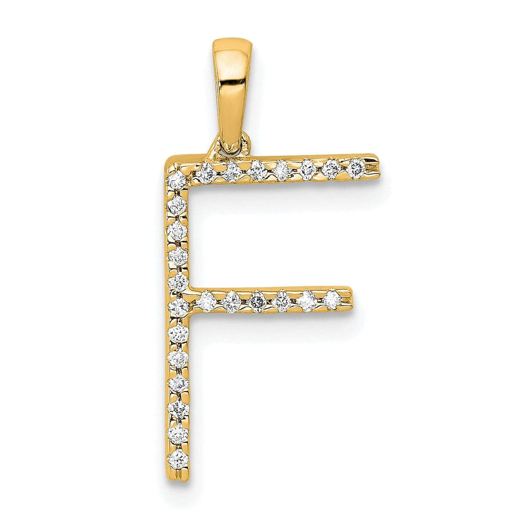 Lovely Rita's Pendants & Charms 14K Yellow Gold Diamond 0.075-CT Block Letter F Initial Charm Pendant