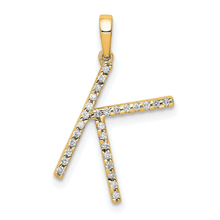 Lovely Rita's Pendants & Charms 14K Yellow Gold Diamond 0.084-CT Block Letter K Initial Charm Pendant