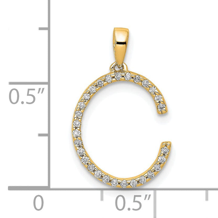 Lovely Rita's Pendants & Charms 14K Yellow Gold Diamond 0.087-CT Block Letter C Initial Charm Pendant