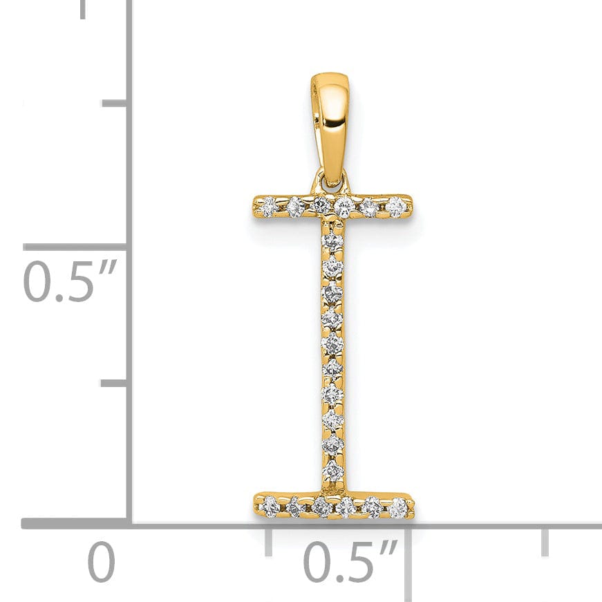 Lovely Rita's Pendants & Charms 14K Yellow Gold Diamond 0.088-CT Block Letter I Initial Charm Pendant