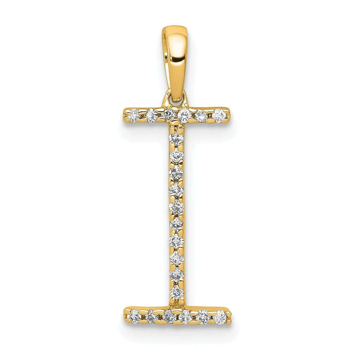 Lovely Rita's Pendants & Charms 14K Yellow Gold Diamond 0.088-CT Block Letter I Initial Charm Pendant