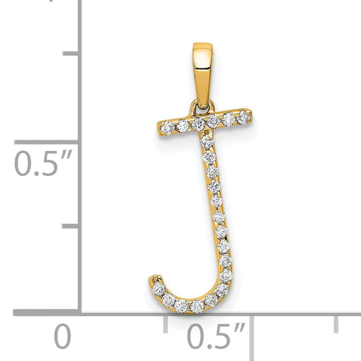 Lovely Rita's Pendants & Charms 14K Yellow Gold Diamond 0.088-CT Block Letter J Initial Charm Pendant