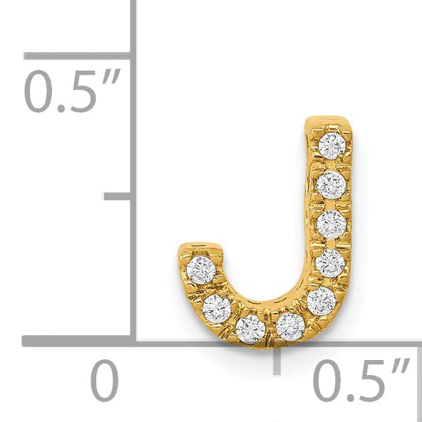 Lovely Rita's Pendants & Charms 14K Yellow Gold Diamond 0.09-CT Letter J Initial Charm Pendant