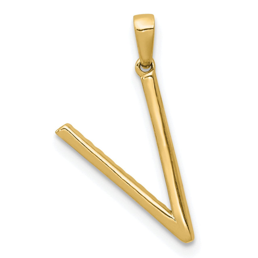 Lovely Rita's Pendants & Charms 14K Yellow Gold Diamond 0.092-CT Block Letter V Initial Charm Pendant