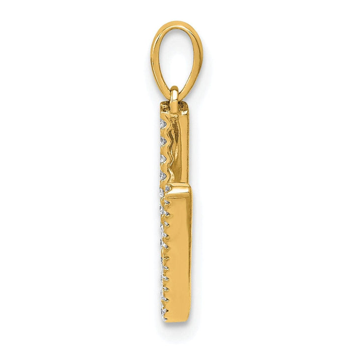 Lovely Rita's Pendants & Charms 14K Yellow Gold Diamond 0.092-CT Block Letter V Initial Charm Pendant