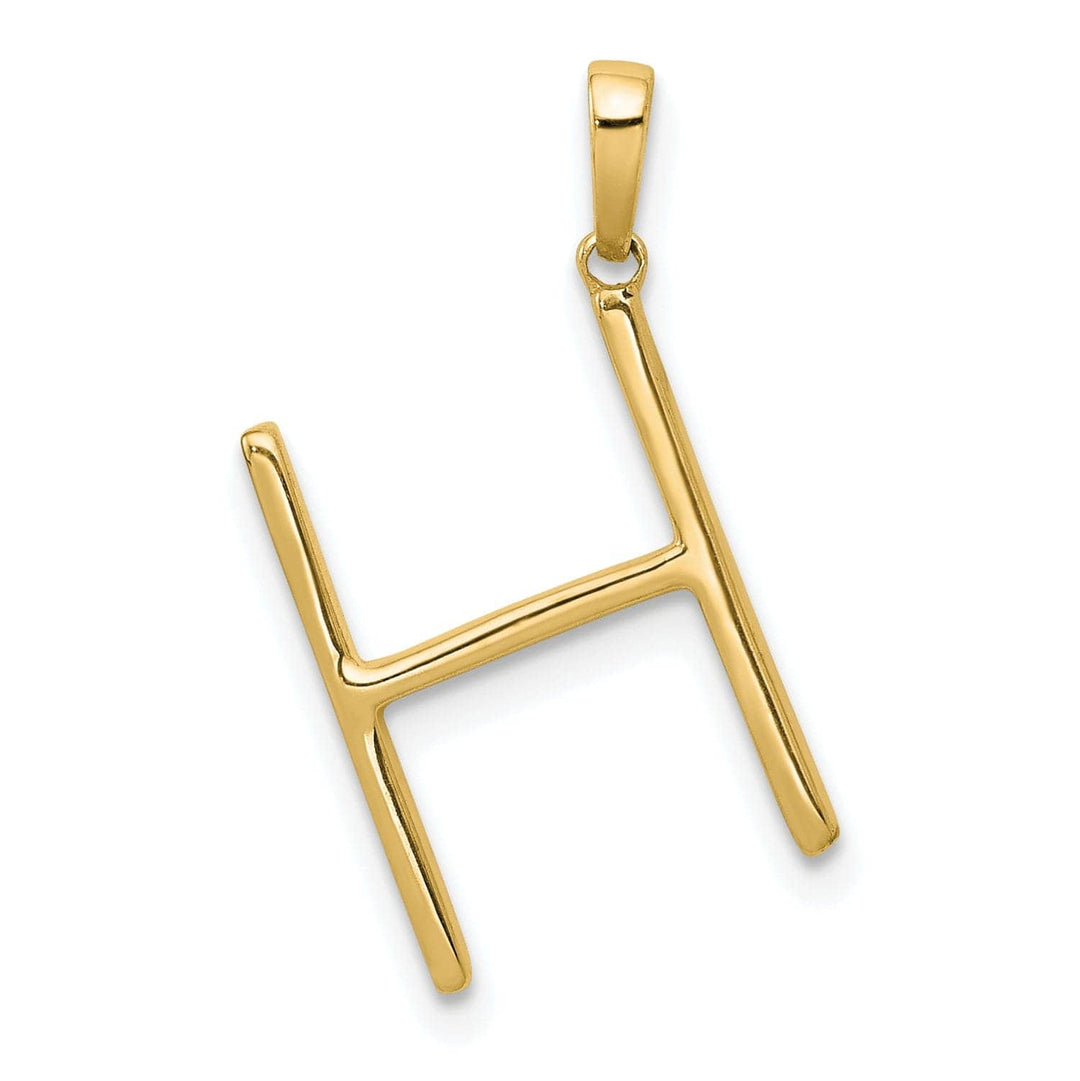 Lovely Rita's Pendants & Charms 14K Yellow Gold Diamond 0.093-CT Block Letter H Initial Charm Pendant