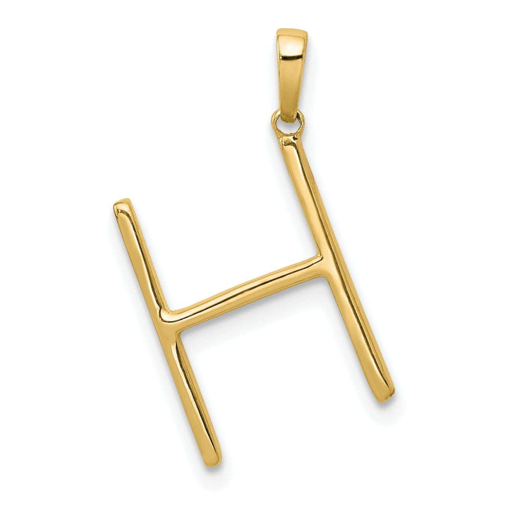 Lovely Rita's Pendants & Charms 14K Yellow Gold Diamond 0.093-CT Block Letter H Initial Charm Pendant