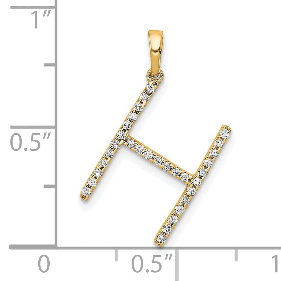 Lovely Rita's Pendants & Charms 14K Yellow Gold Diamond 0.093-CT Block Letter H Initial Charm Pendant
