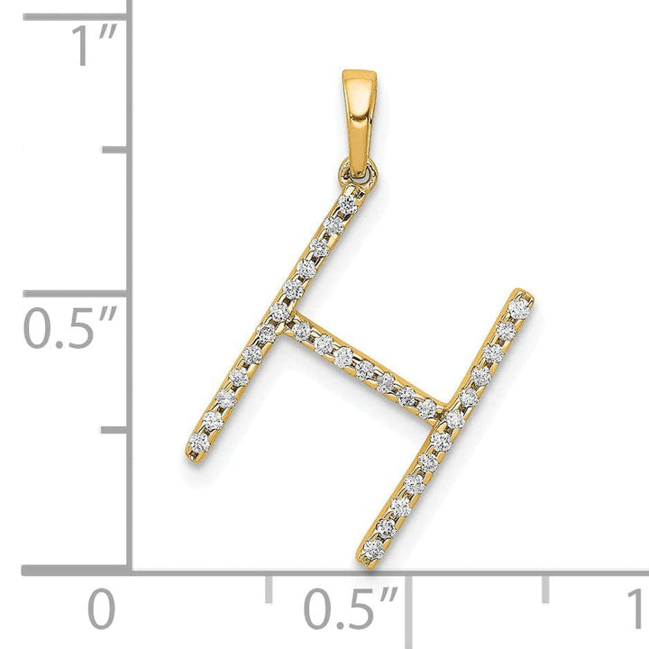 Lovely Rita's Pendants & Charms 14K Yellow Gold Diamond 0.093-CT Block Letter H Initial Charm Pendant