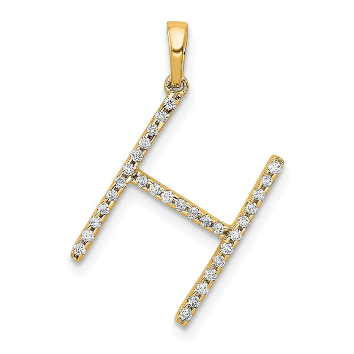 Lovely Rita's Pendants & Charms 14K Yellow Gold Diamond 0.093-CT Block Letter H Initial Charm Pendant