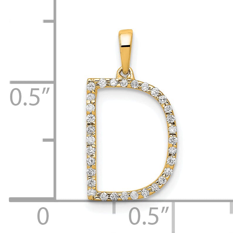 Lovely Rita's Pendants & Charms 14K Yellow Gold Diamond 0.096-CT Block Letter D Initial Charm Pendant