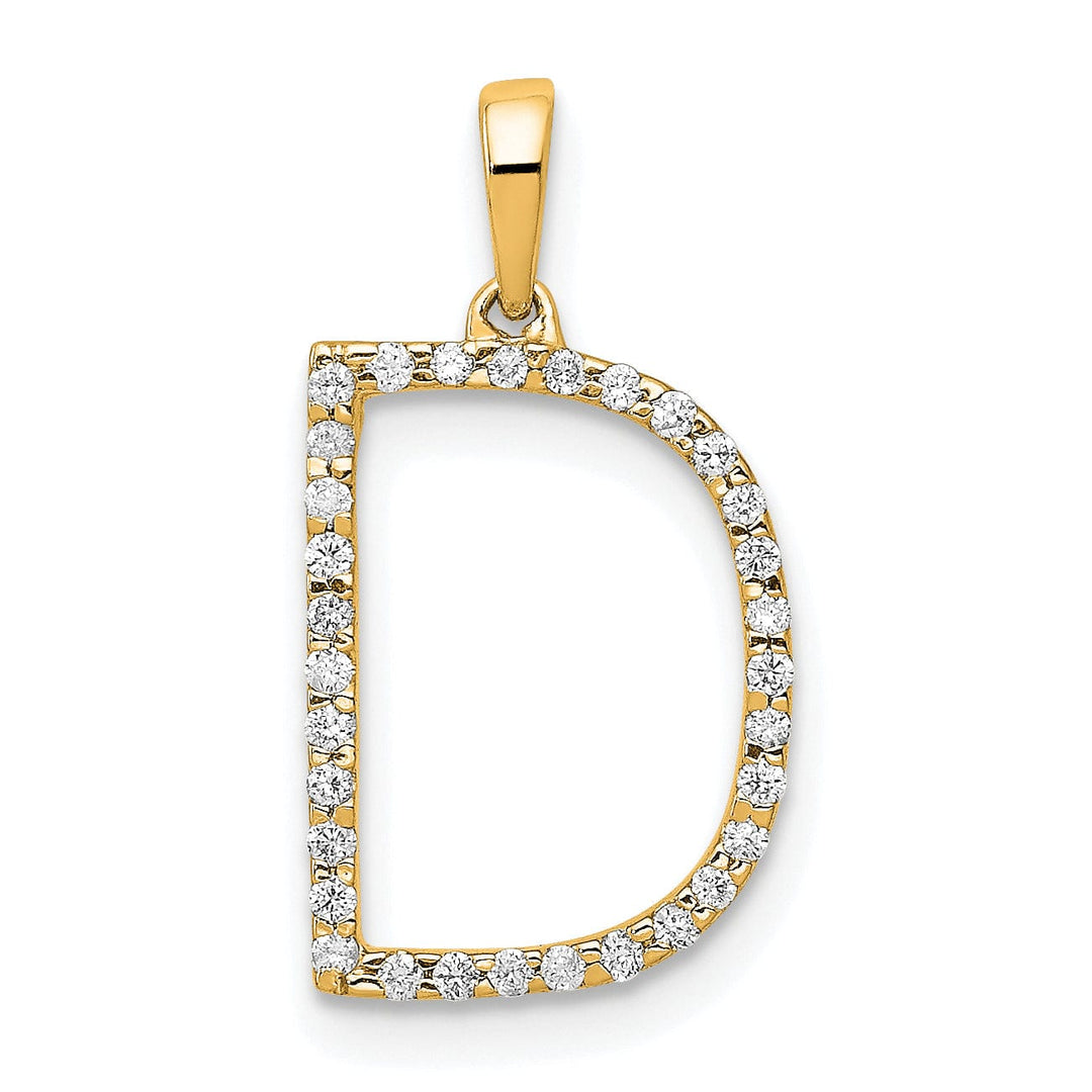Lovely Rita's Pendants & Charms 14K Yellow Gold Diamond 0.096-CT Block Letter D Initial Charm Pendant