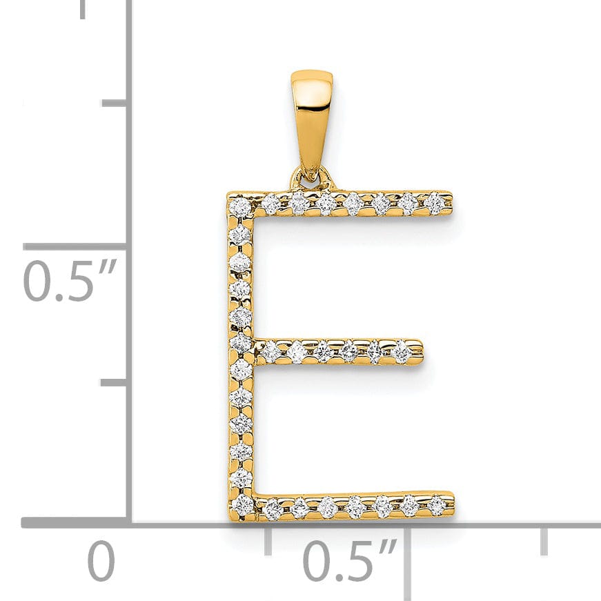 Lovely Rita's Pendants & Charms 14K Yellow Gold Diamond 0.096-CT Block Letter E Initial Charm Pendant